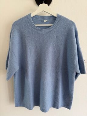 Arket Light Blue Crewneck Short-Sleeve Sweater